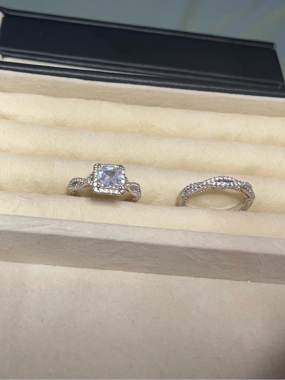 Zales White Gold Pavé Twist Band Ring - White